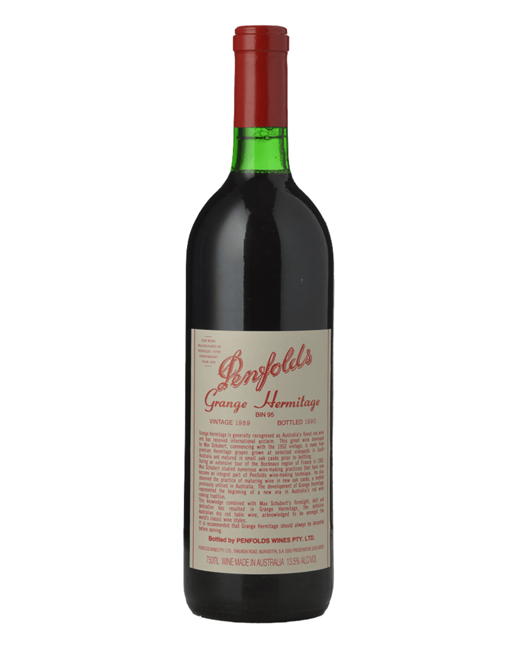 1989 Penfolds Bin 95 Grange Shiraz 750ml Just Below Base of Neck