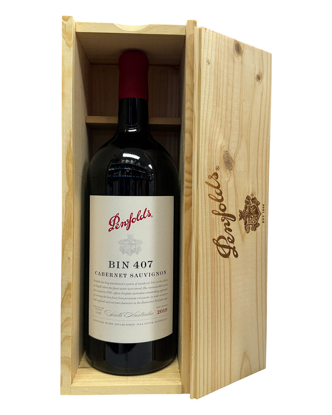 2019 Penfolds Bin 407 Cabernet Sauvignon 3L Double-Magnum Original Wooden Box
