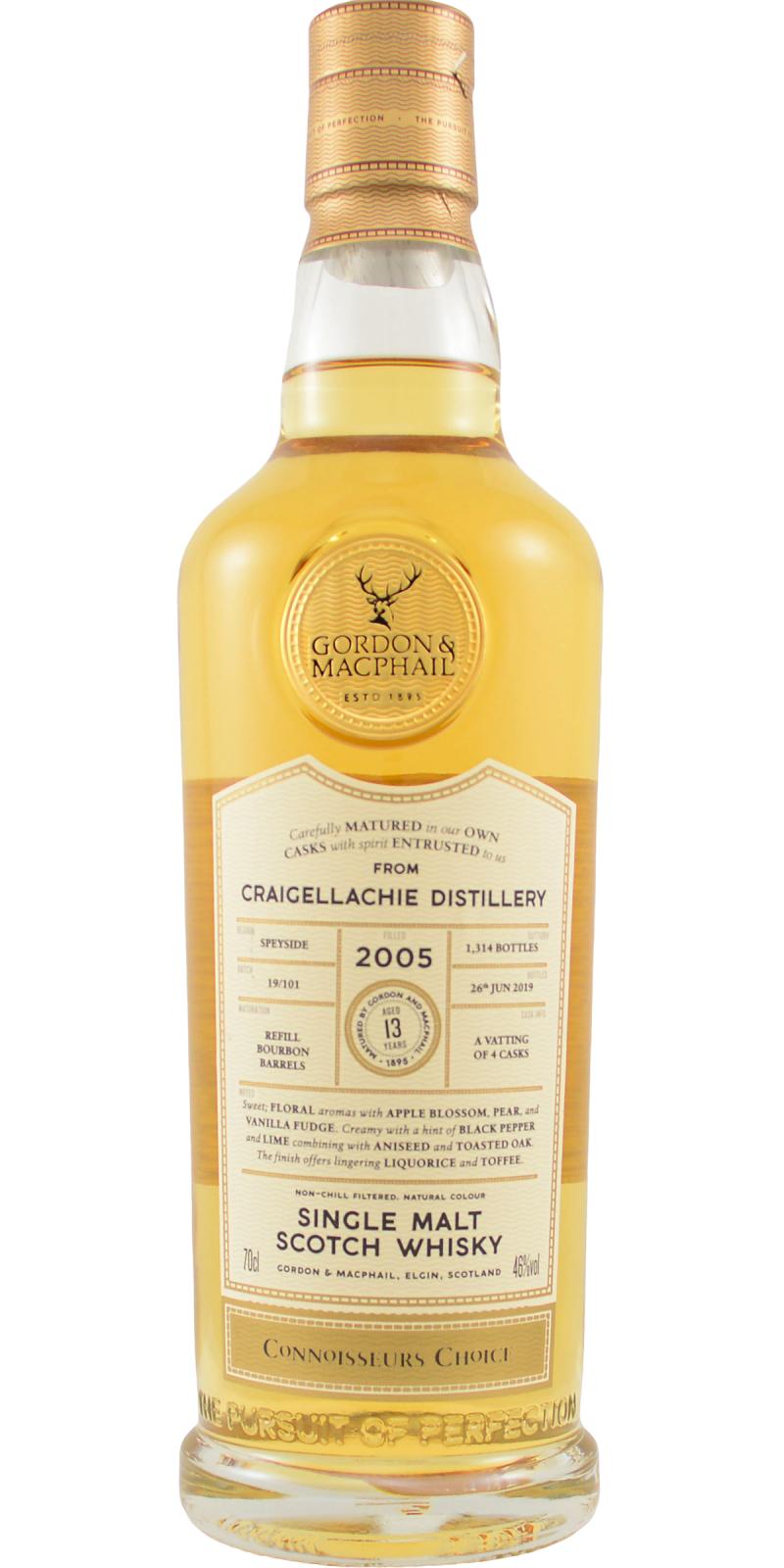 2005 Gordon & Macphail Connoisseurs Choice Craigellachie 13 Year Old Single Malt Scotch Whisky