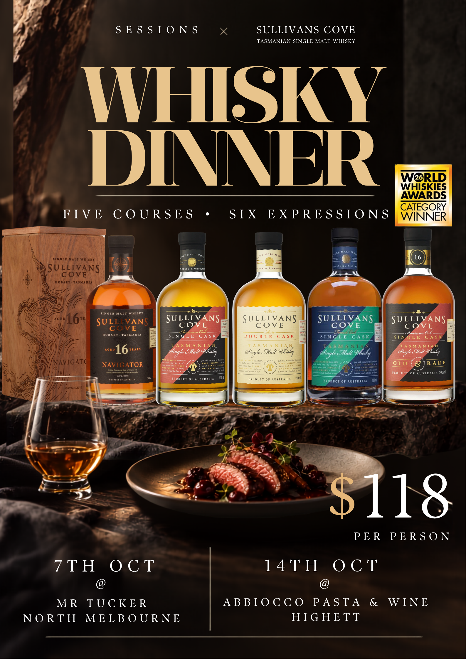 Whisky Dinner with Australia Best Distillery - Sullivans Cove