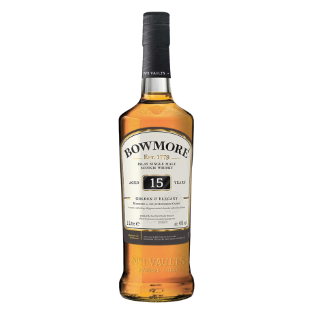 Bowmore 15 Year Old Golden & Elegant Single Malt Scotch Whisky 1L